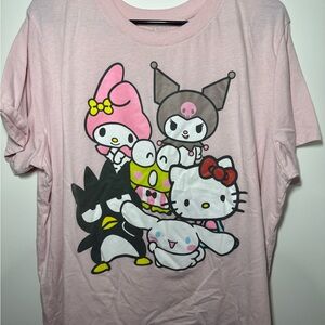 PreLoved Sanrio Hello Kitty Baby Pink Character Cropped T Shirt Size 3x